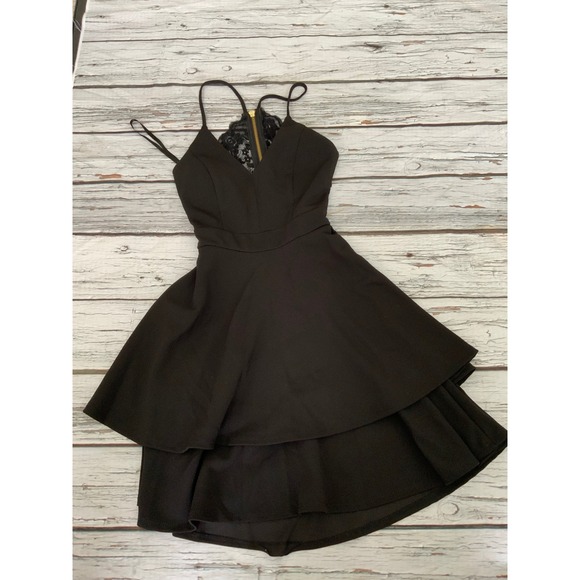 B. Darlin Dresses & Skirts - B. Darlin Black‎ Lace Racerback Tiered Fit and Flare Cocktail Dress Size 0 Prom